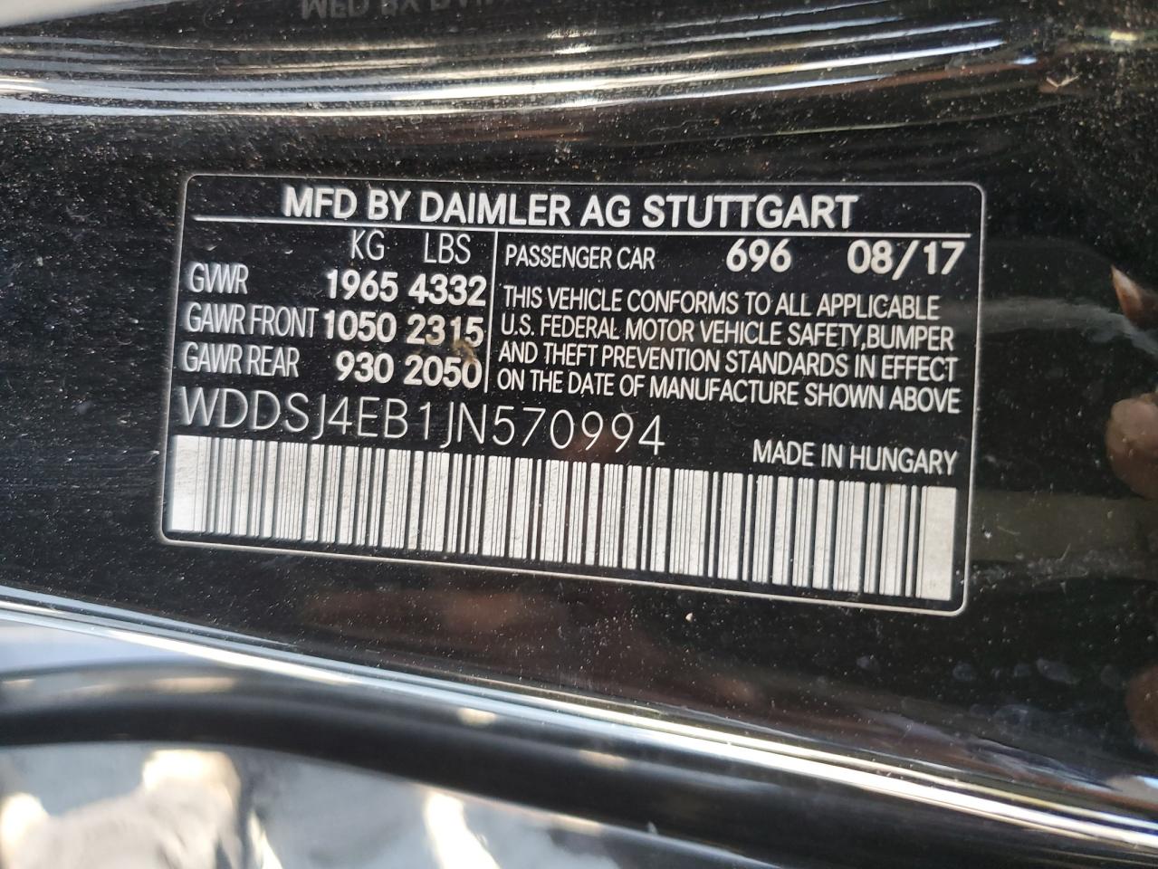 2018 Mercedes-Benz Cla 250 VIN: WDDSJ4EB1JN570994 Lot: 77629154