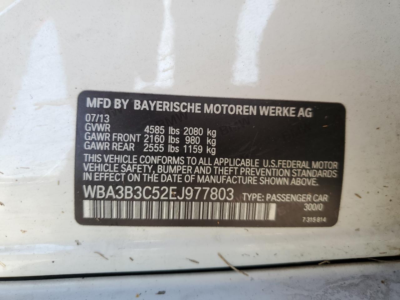 WBA3B3C52EJ977803 2014 BMW 328 Xi