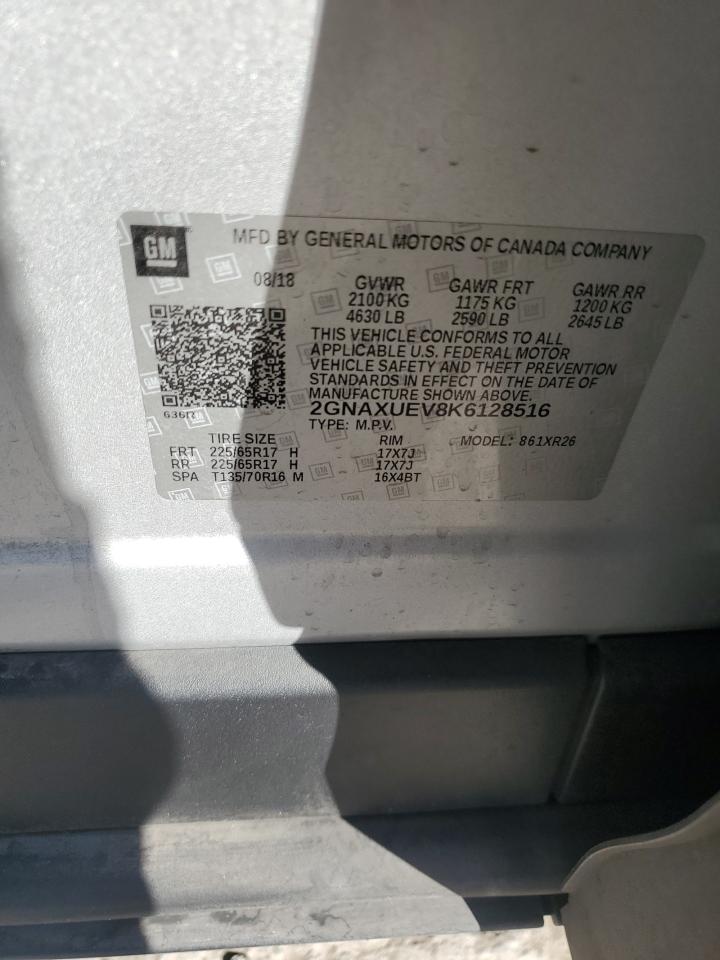 2GNAXUEV8K6128516 2019 Chevrolet Equinox Lt