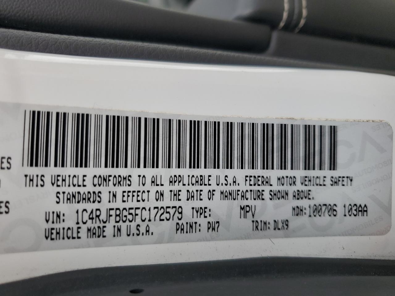 VIN 1C4RJFBG5FC172579 2015 JEEP GRAND CHER no.13