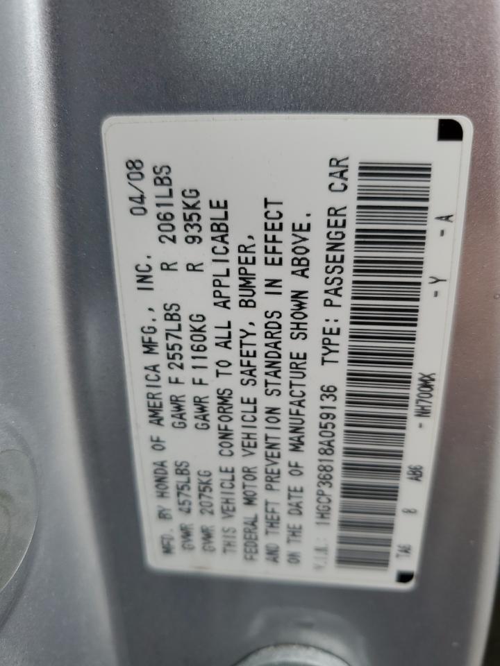 1HGCP36818A059136 2008 Honda Accord Exl