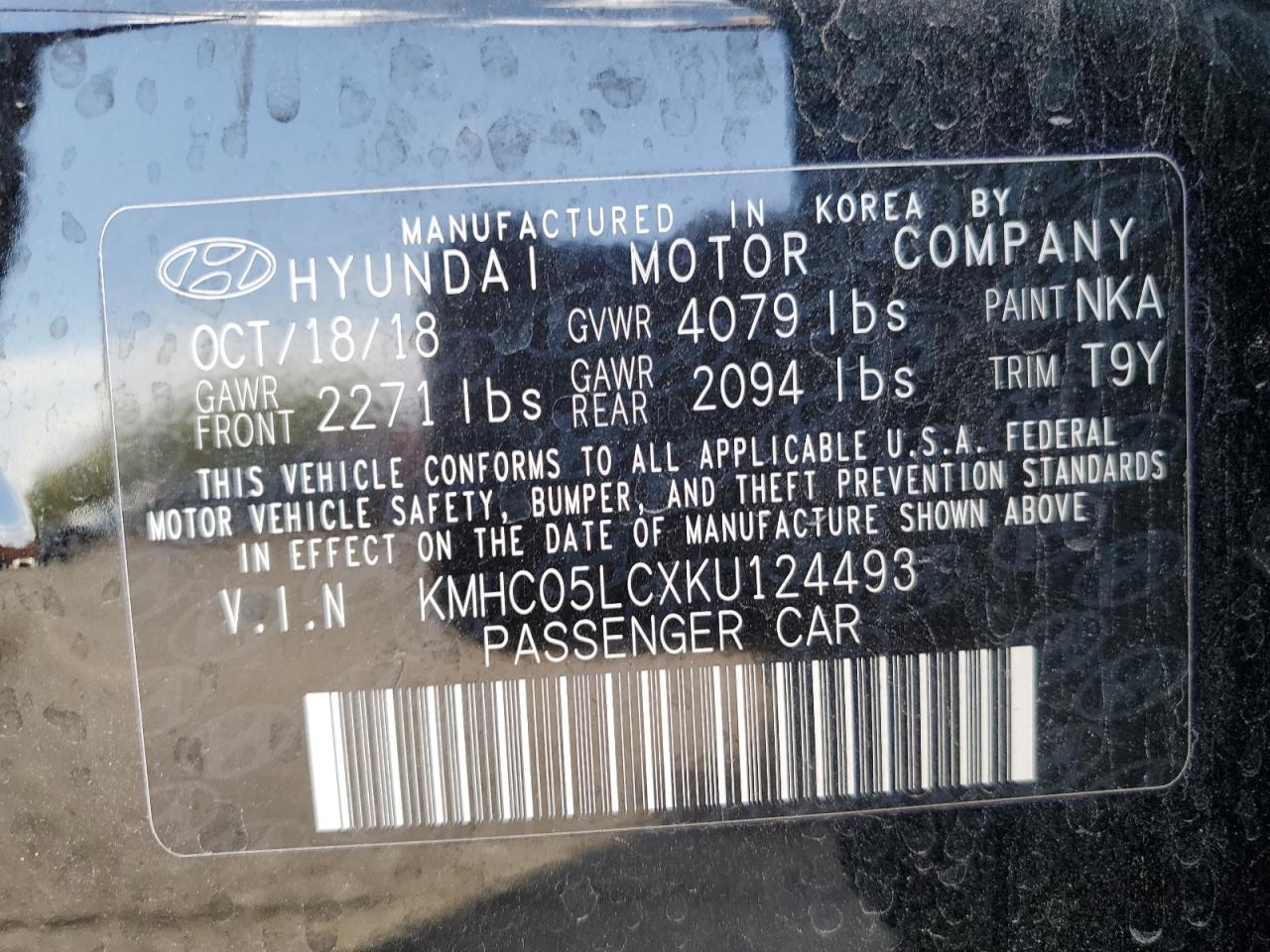 KMHC05LCXKU124493 2019 Hyundai Ioniq Limited