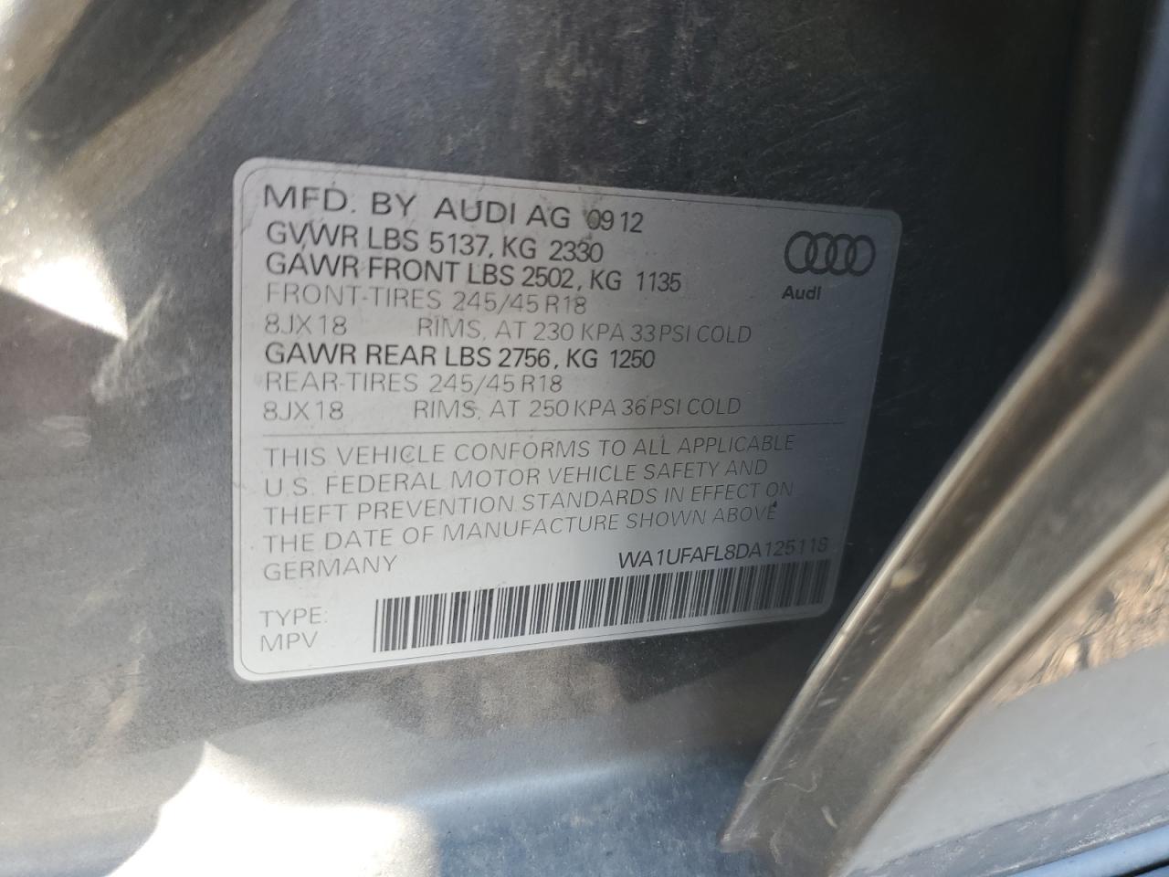 WA1UFAFL8DA125118 2013 Audi A4 Allroad Premium Plus