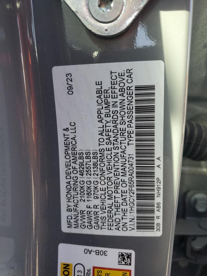 1HGCY2F65RA004731 2024 Honda Accord Hybrid Exl