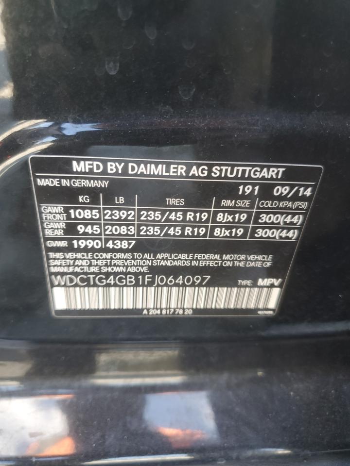 2015 Mercedes-Benz Gla 250 4Matic VIN: WDCTG4GB1FJ064097 Lot: 77034414