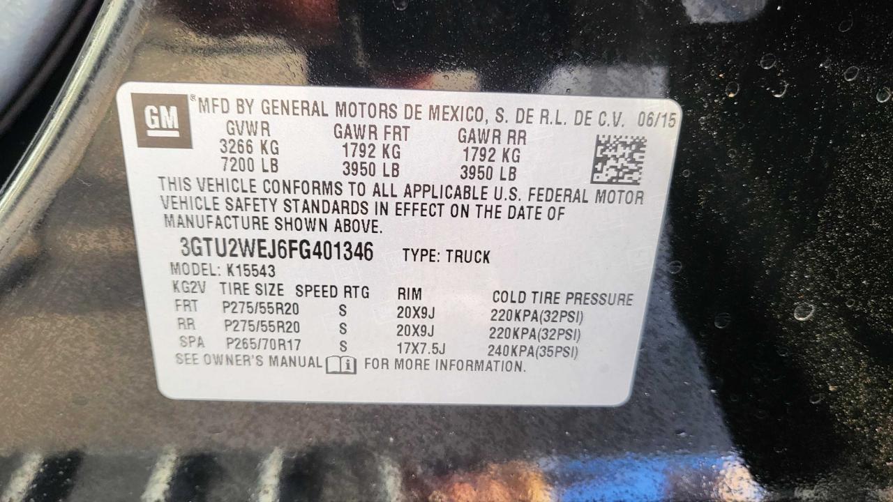 2015 GMC Sierra K1500 Denali VIN: 3GTU2WEJ6FG401346 Lot: 74848054