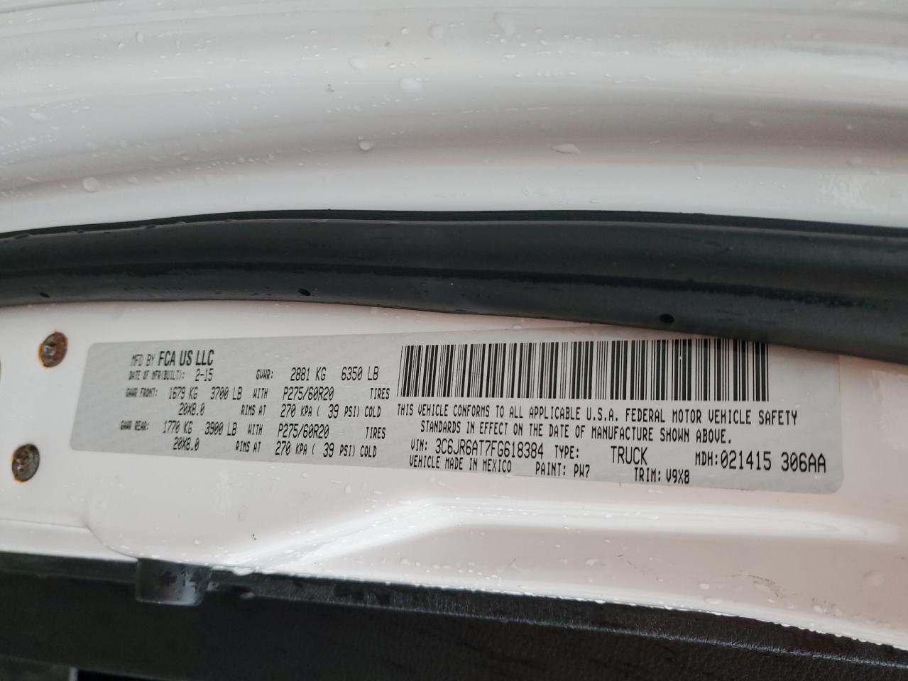 VIN 3C6JR6AT7FG618384 2015 RAM 1500 no.13