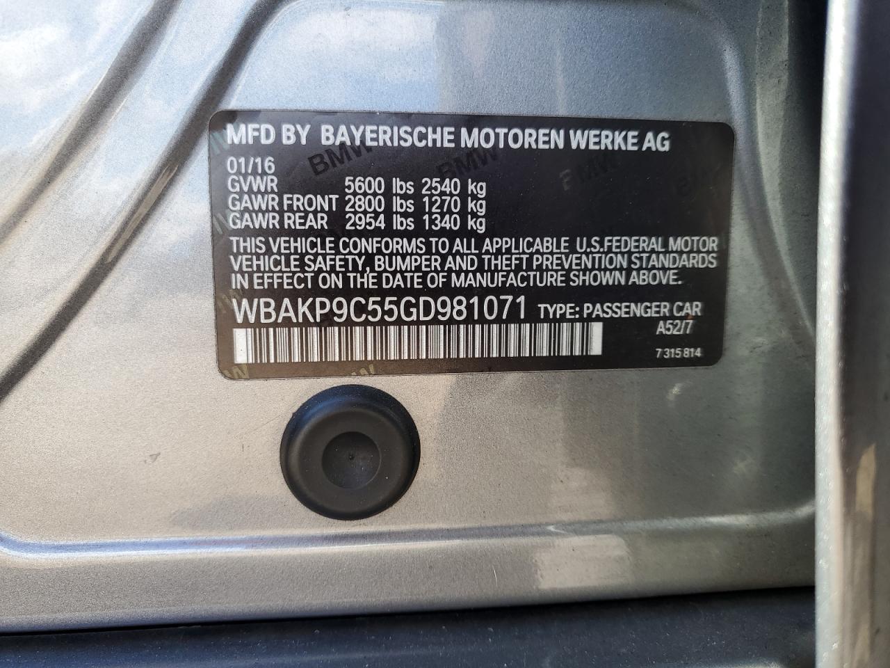 WBAKP9C55GD981071 2016 BMW 550 Xi