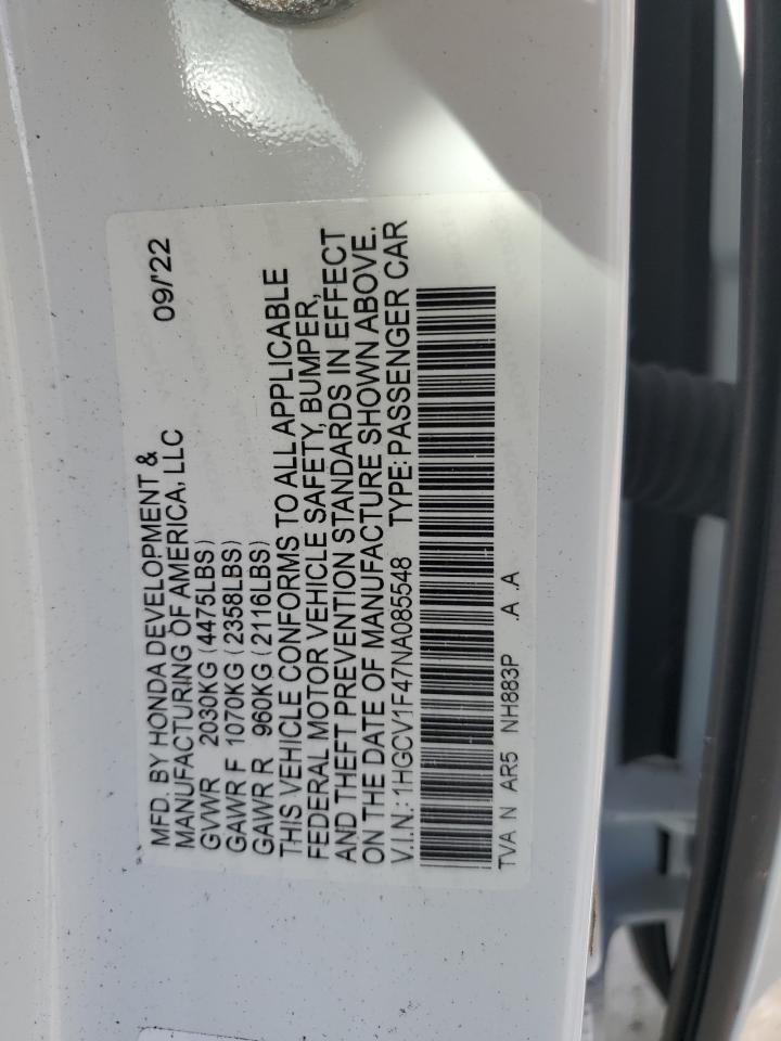 1HGCV1F47NA085548 2022 HONDA ACCORD - Image 13