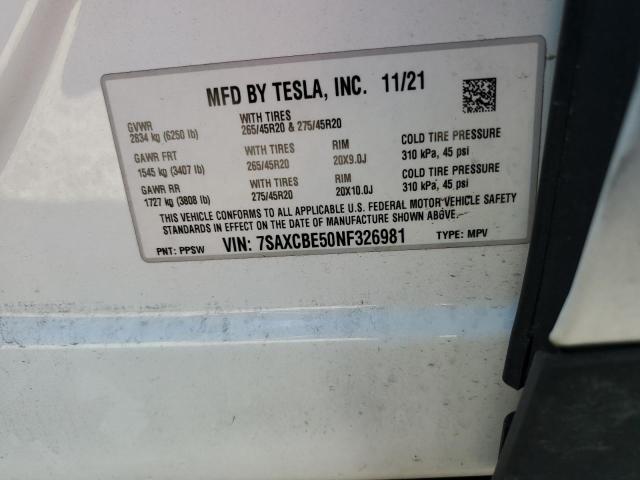 7SAXCBE50NF326981 Tesla Model X  13