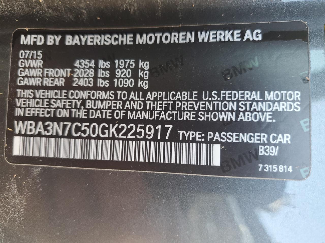 WBA3N7C50GK225917 2016 BMW 428 I