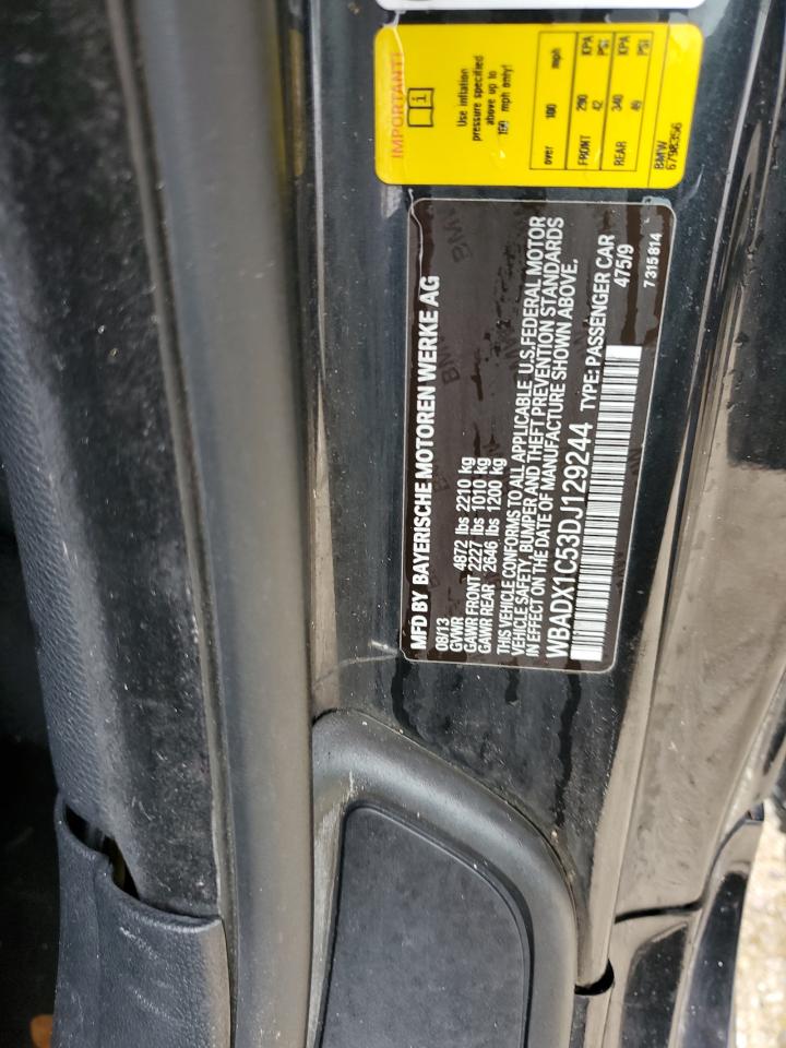 2013 BMW 335 I Sulev VIN: WBADX1C53DJ129244 Lot: 74322204