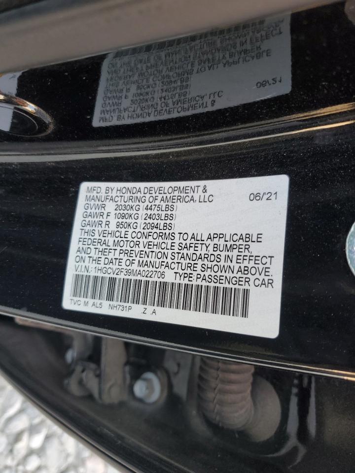 1HGCV2F39MA022706 2021 Honda Accord Sport