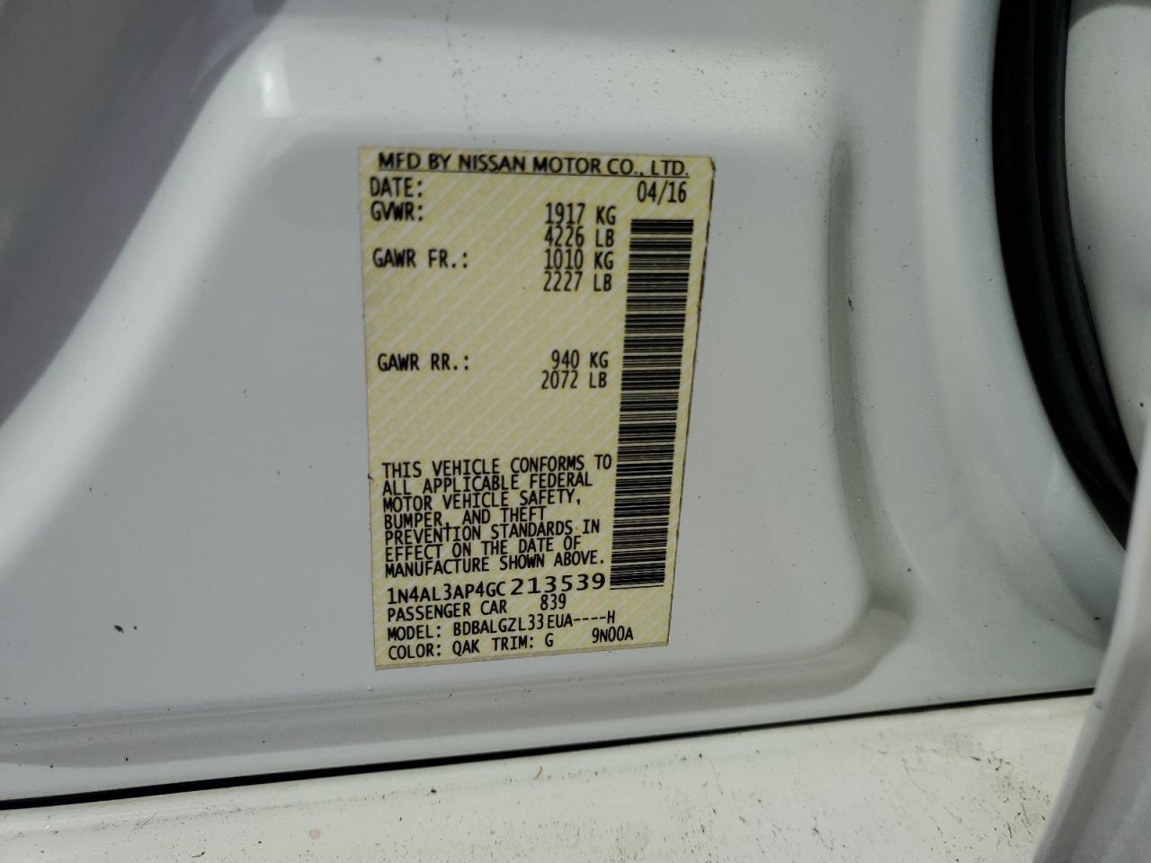 1N4AL3AP4GC213539 2016 NISSAN ALTIMA - Image 13