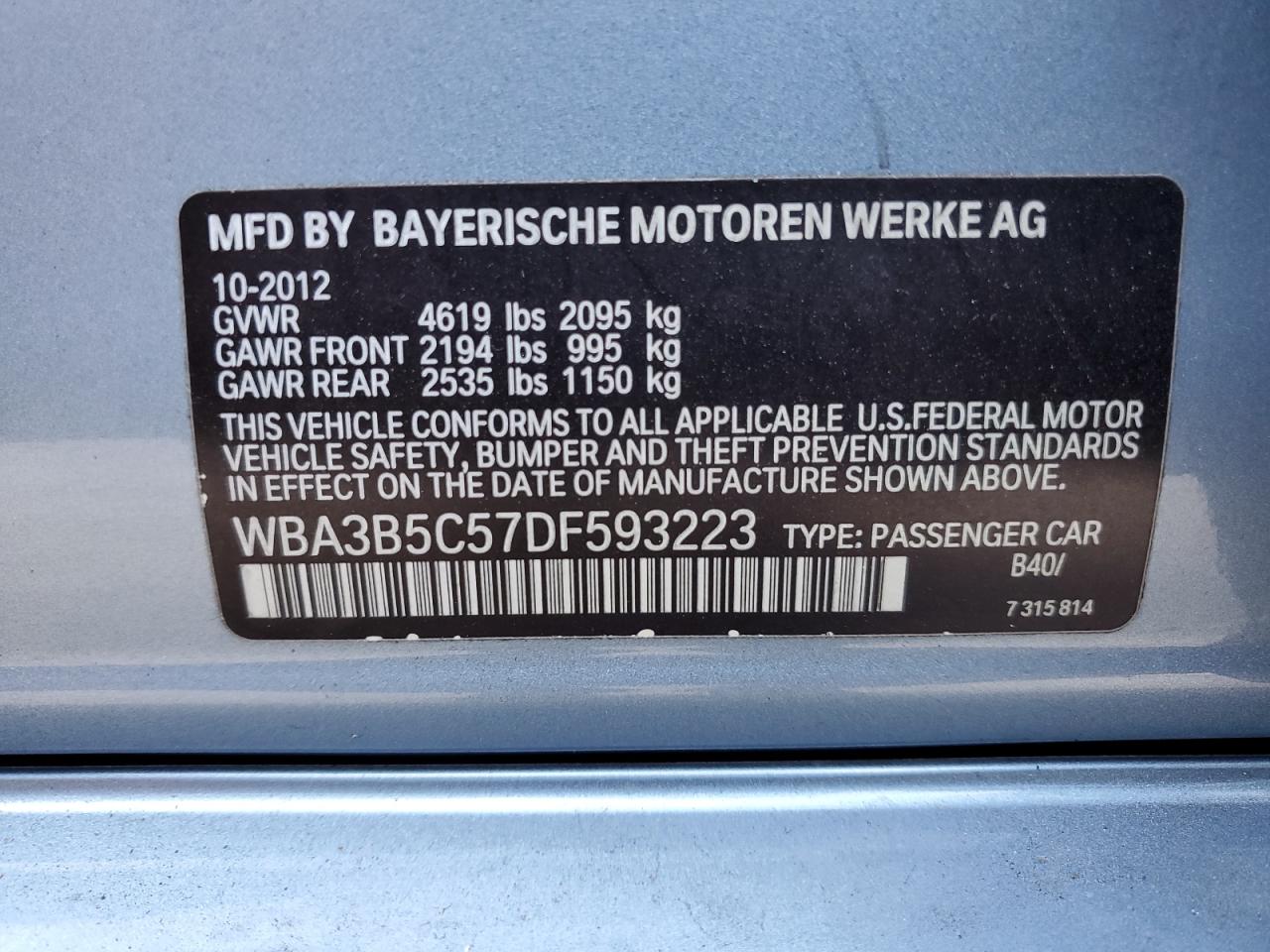 WBA3B5C57DF593223 2013 BMW 328 Xi Sulev