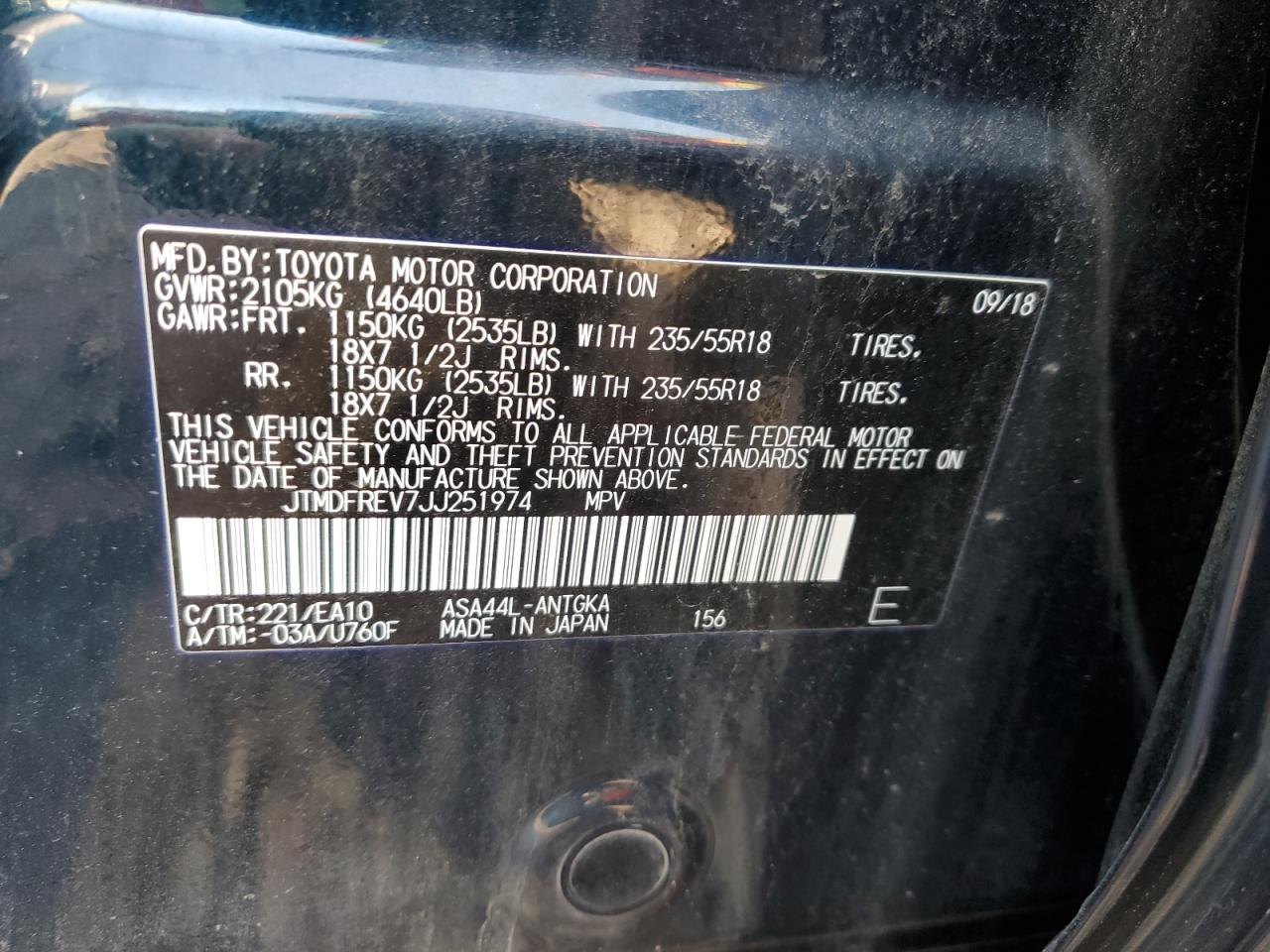 JTMDFREV7JJ251974 2018 TOYOTA RAV 4 - Image 13