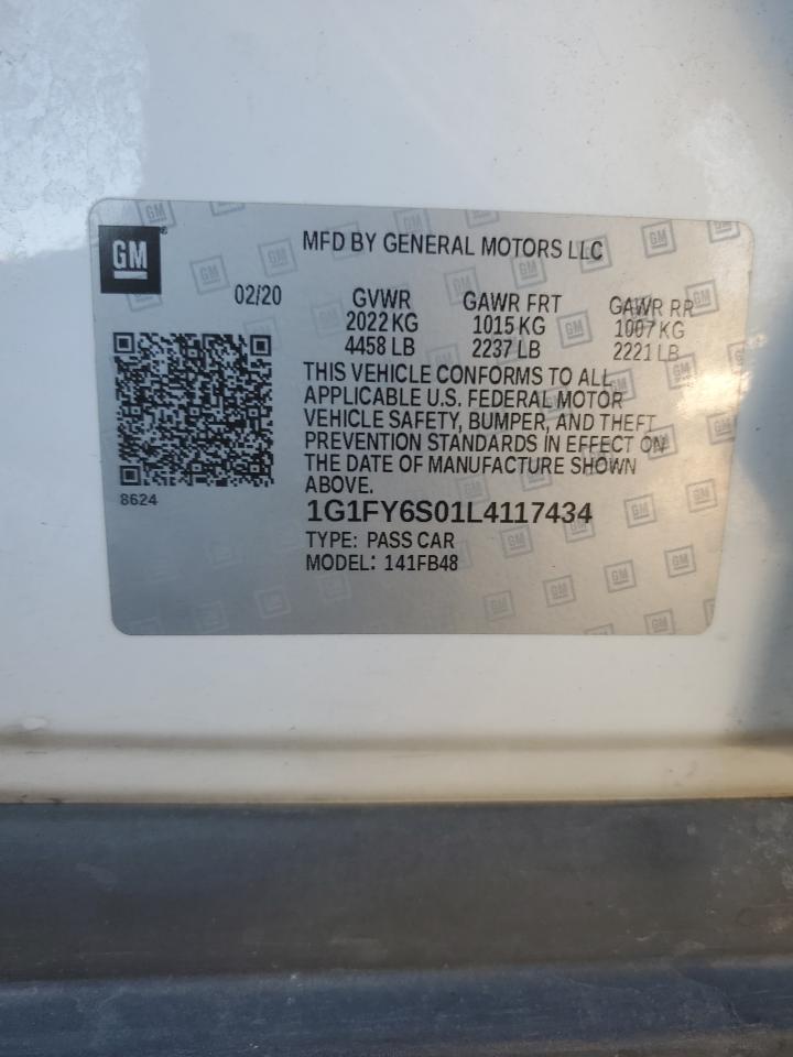 1G1FY6S01L4117434 2020 Chevrolet Bolt Ev Lt