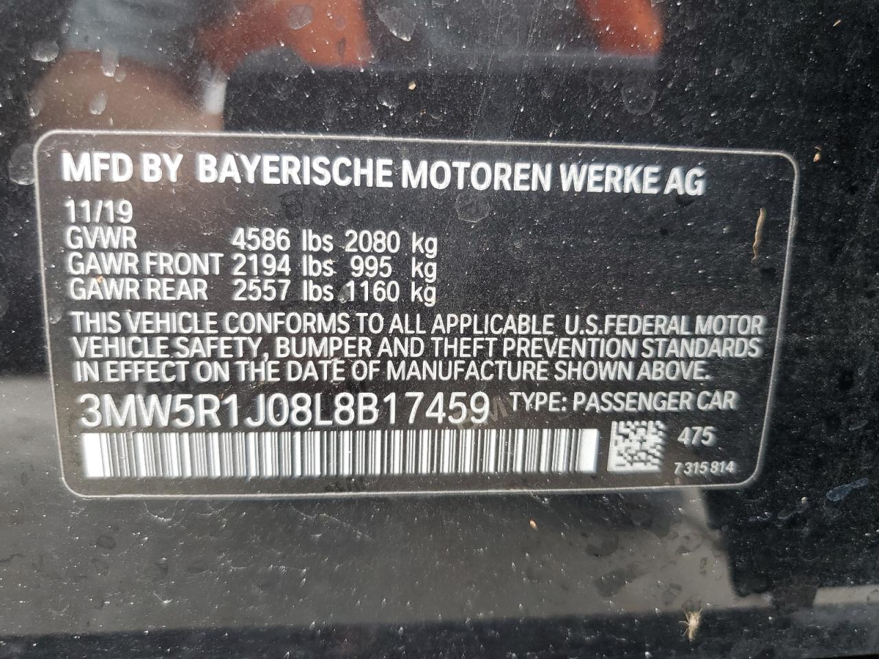 3MW5R1J08L8B17459 2020 BMW 3 SERIES - Image 13