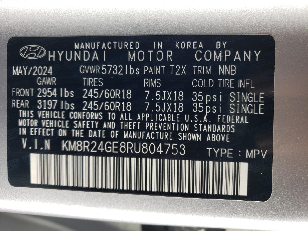 2024 Hyundai Palisade Sel VIN: KM8R24GE8RU804753 Lot: 74752854