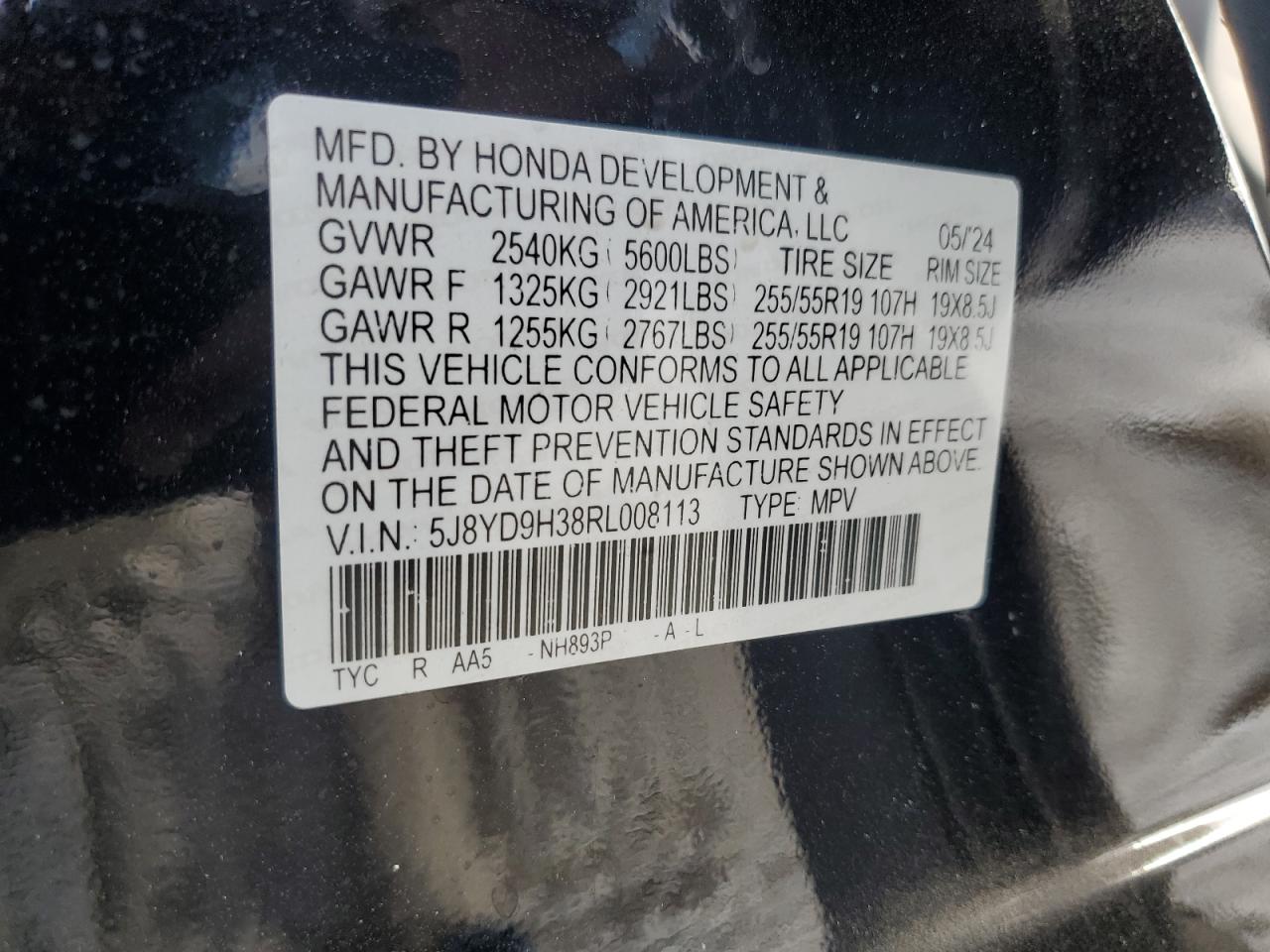 5J8YD9H38RL008113 2024 Acura Mdx