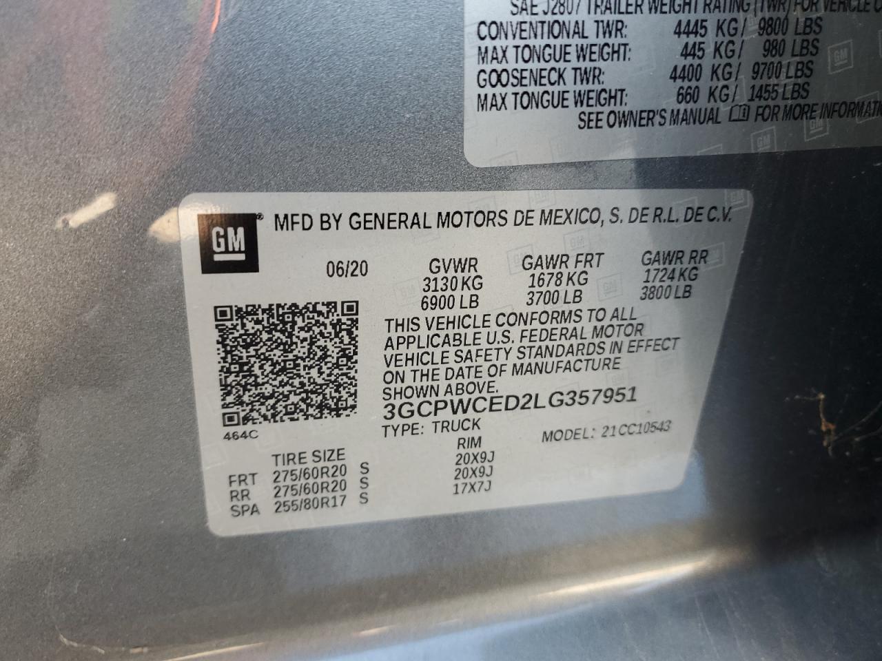 2020 Chevrolet Silverado C1500 Lt VIN: 3GCPWCED2LG357951 Lot: 75345514