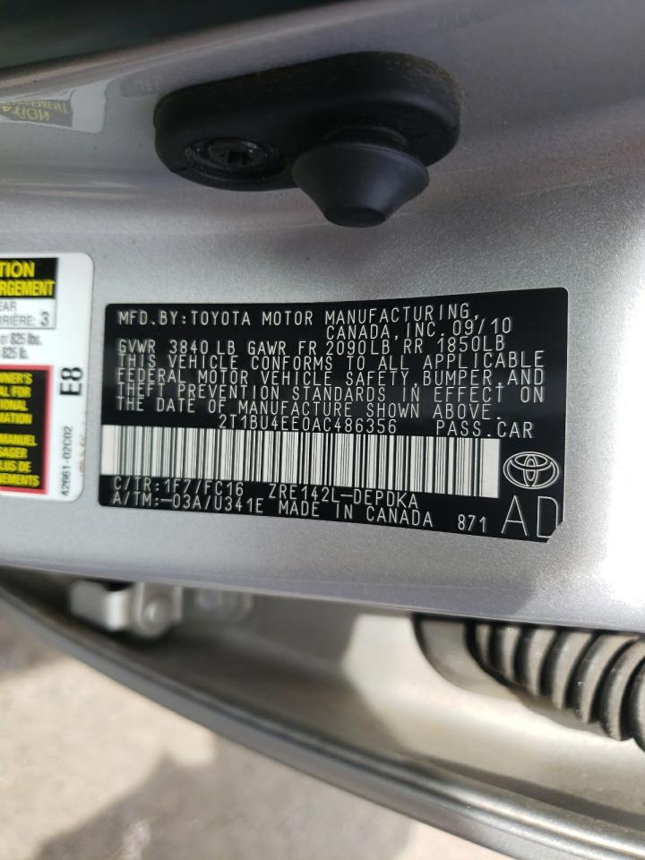 2T1BU4EE0AC486356 2010 Toyota Corolla Base