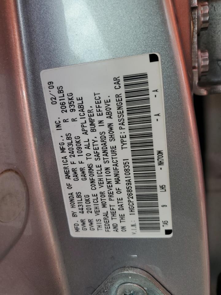 1HGCP26859A108351 2009 Honda Accord Exl