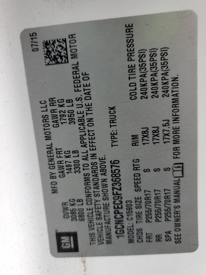 2015 Chevrolet Silverado C1500 VIN: 1GCNCPEC9FZ368576 Lot: 74051094