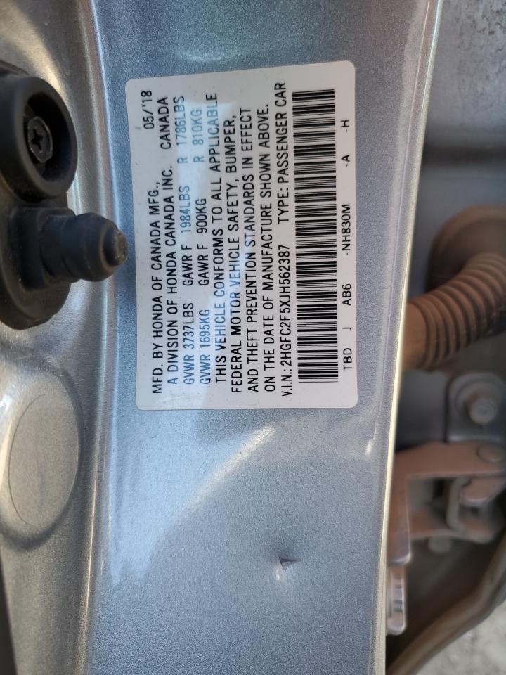 2HGFC2F5XJH562387 2018 Honda Civic Lx