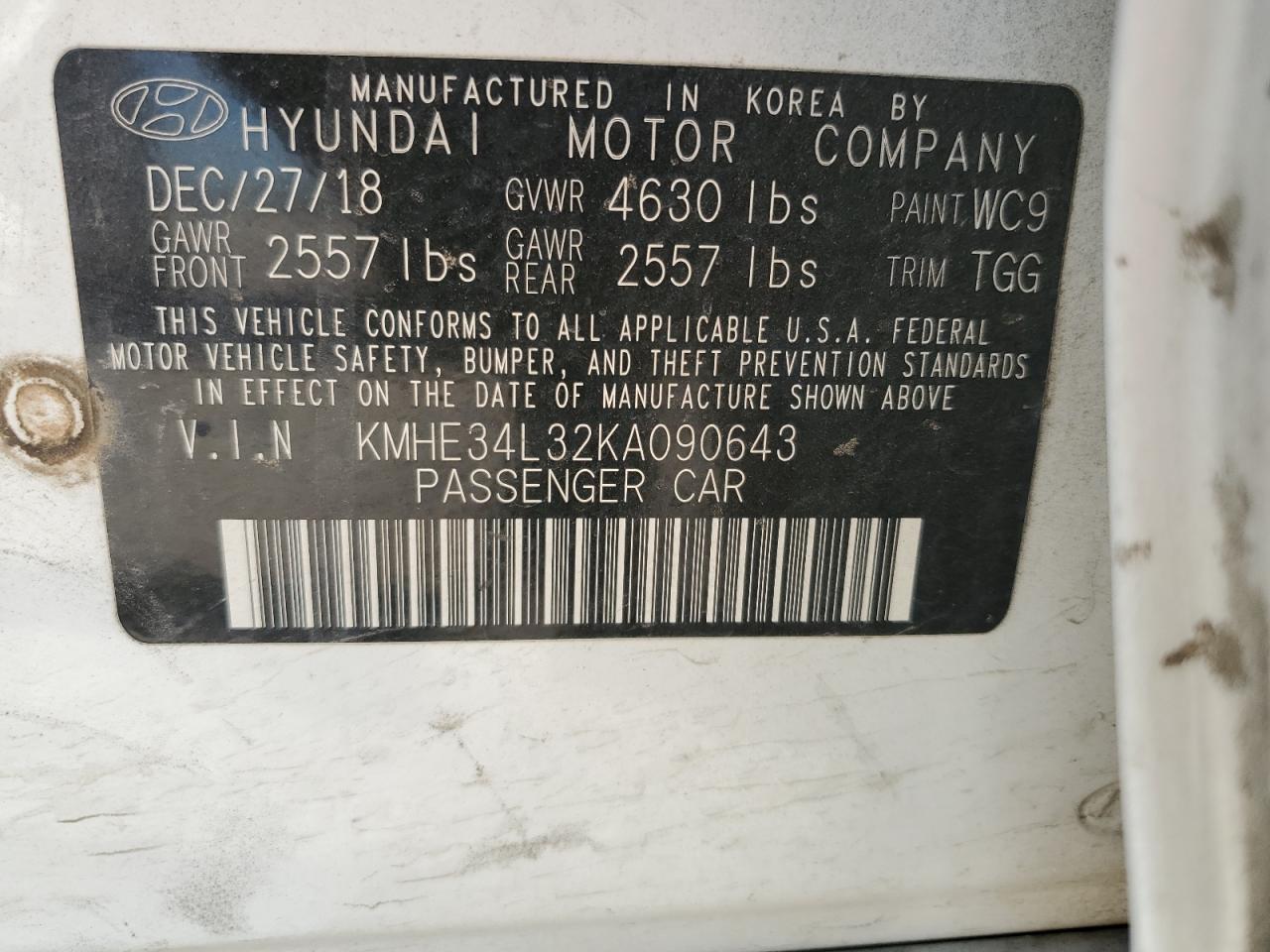 KMHE34L32KA090643 2019 Hyundai Sonata Hybrid