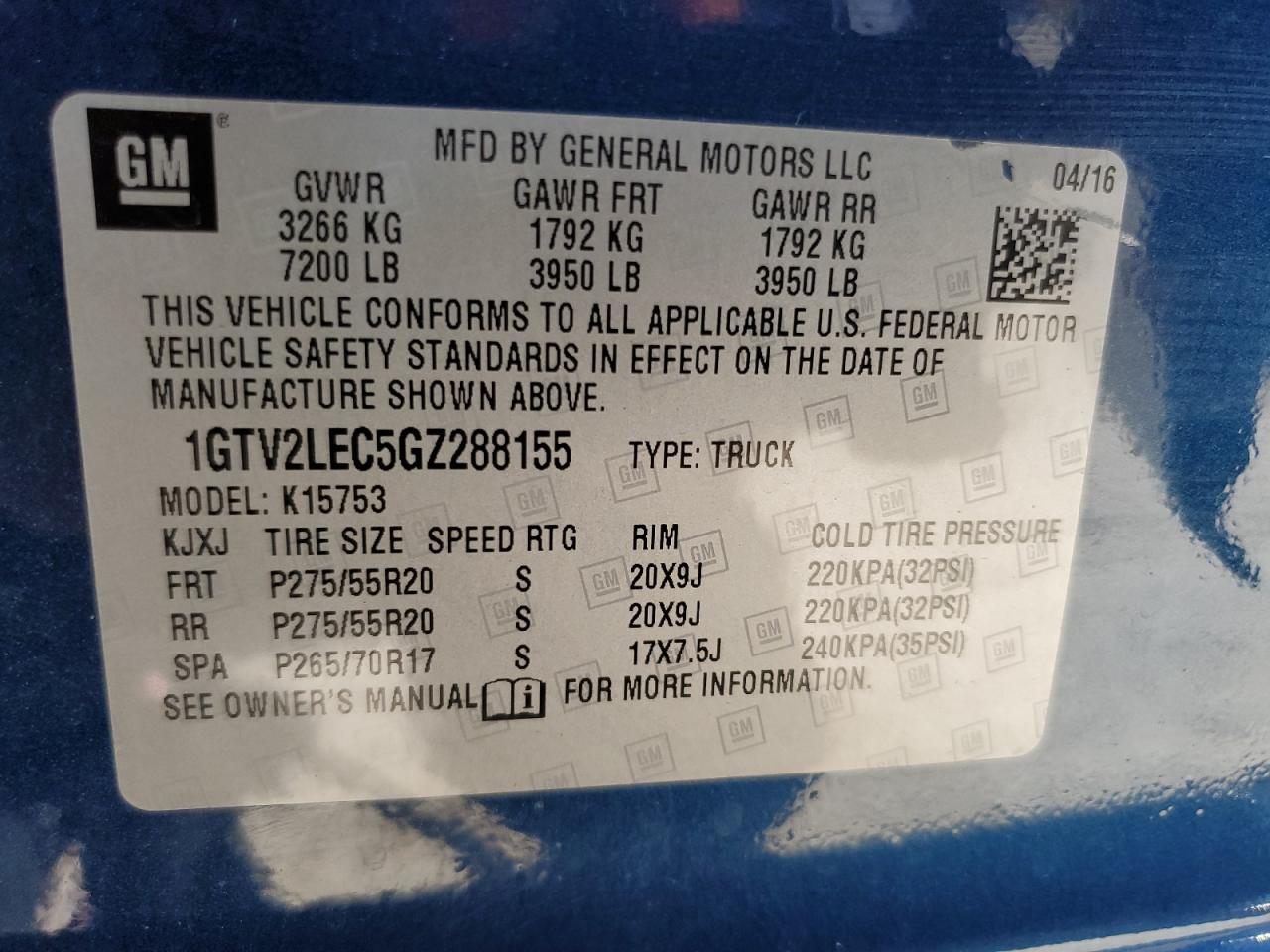 1GTV2LEC5GZ288155 2016 GMC Sierra K1500