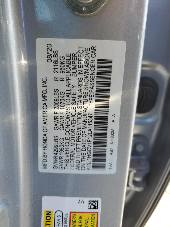 1HGCV1F12LA115347 2020 Honda Accord Lx