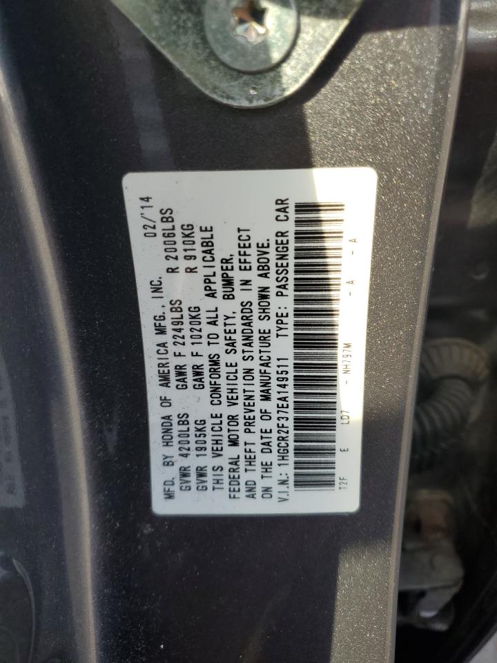 VIN 1HGCR2F37EA149511 2014 HONDA ACCORD no.12