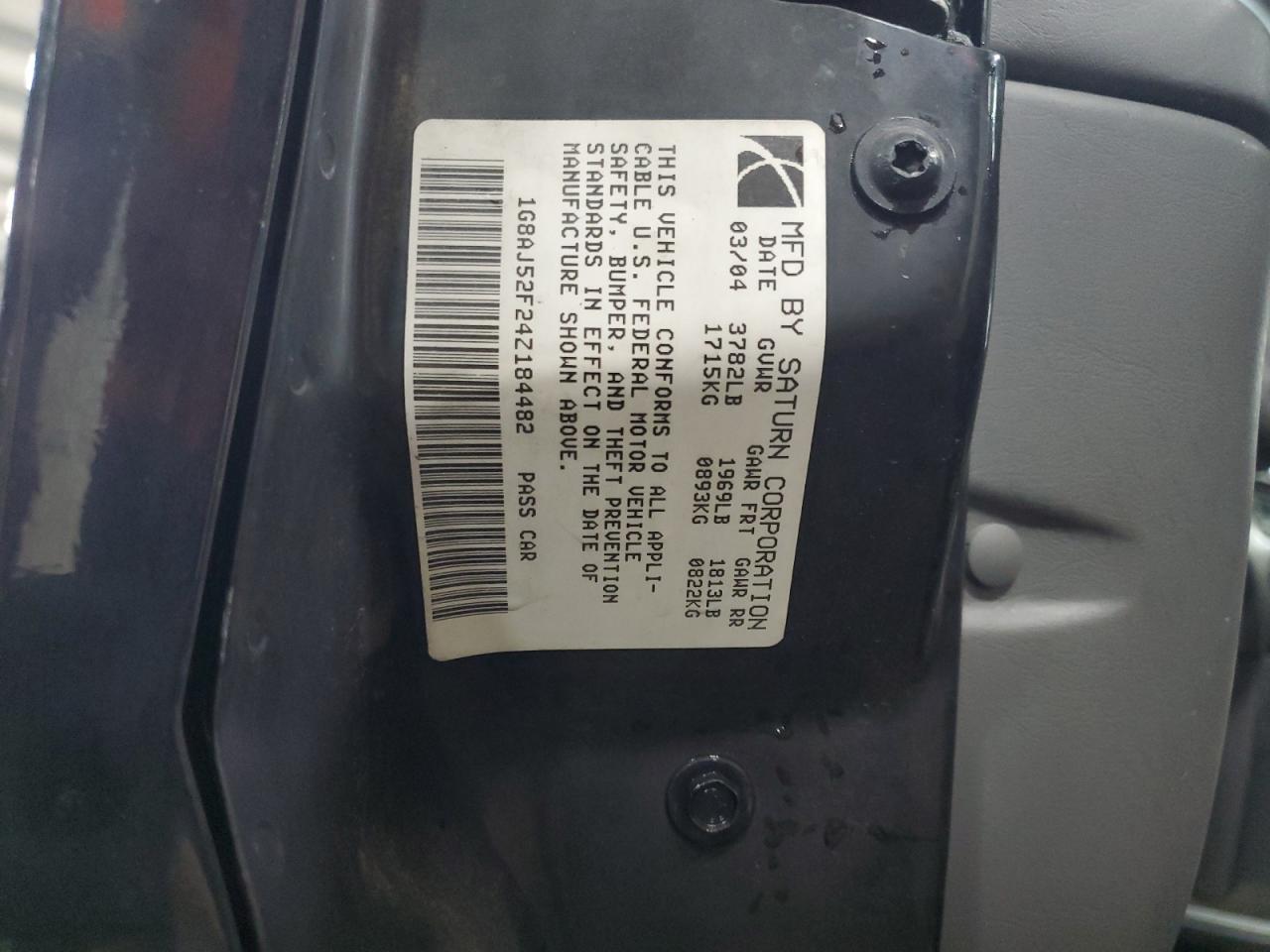 1G8AJ52F24Z184482 2004 Saturn Ion Level 2