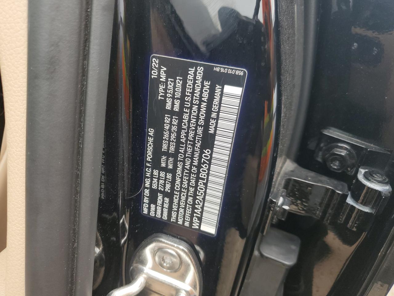 2023 Porsche Macan Base VIN: WP1AA2A50PLB06706 Lot: 76697554