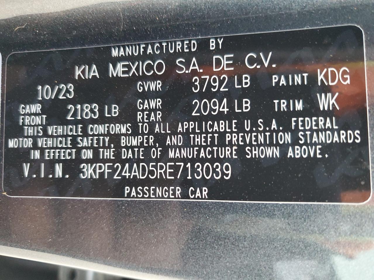 3KPF24AD5RE713039 2024 Kia Forte Lx