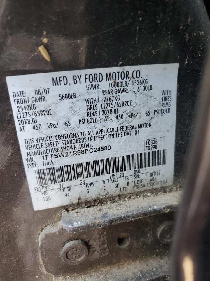 2008 Ford F250 Super Duty VIN: 1FTSW21R98EC24589 Lot: 74620644