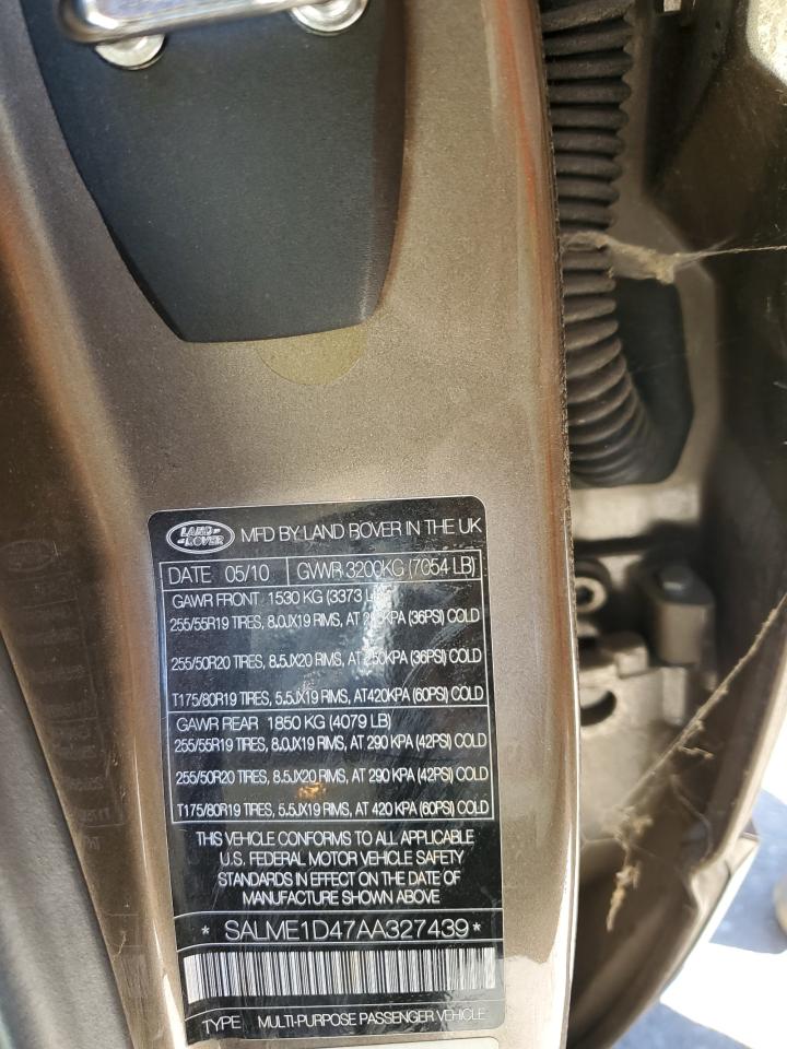 2010 Land Rover Range Rover Hse VIN: SALME1D47AA327439 Lot: 77176644