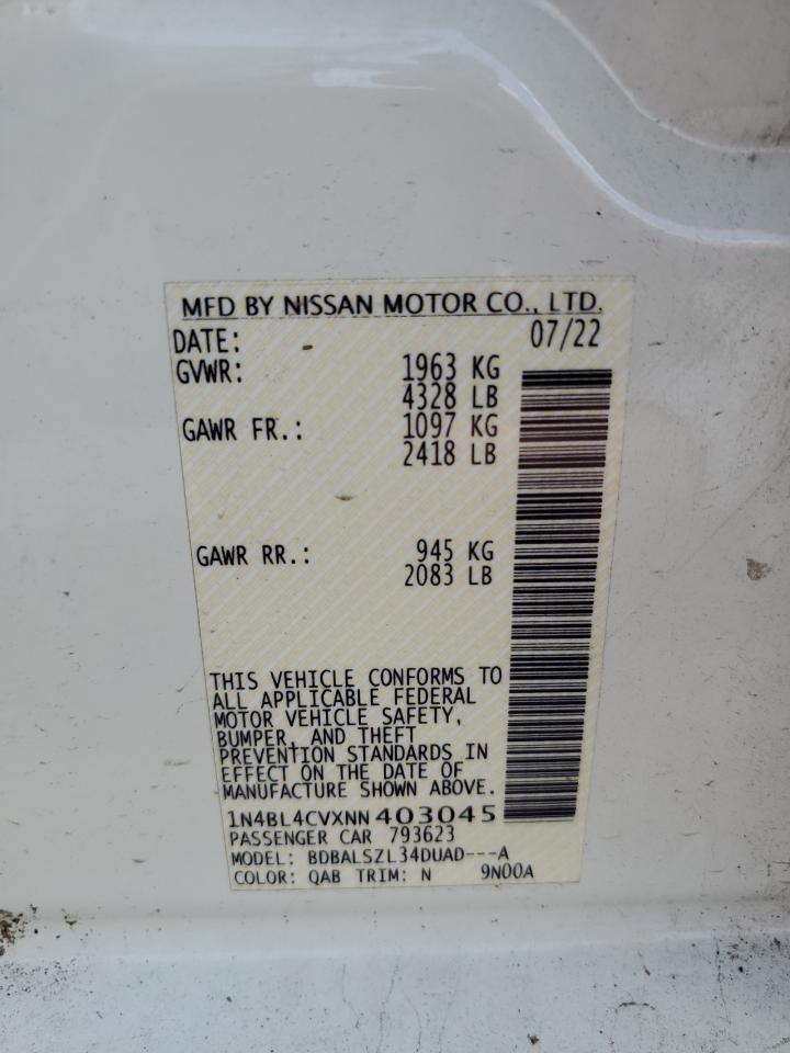 VIN 1N4BL4CVXNN403045 2022 NISSAN ALTIMA no.12