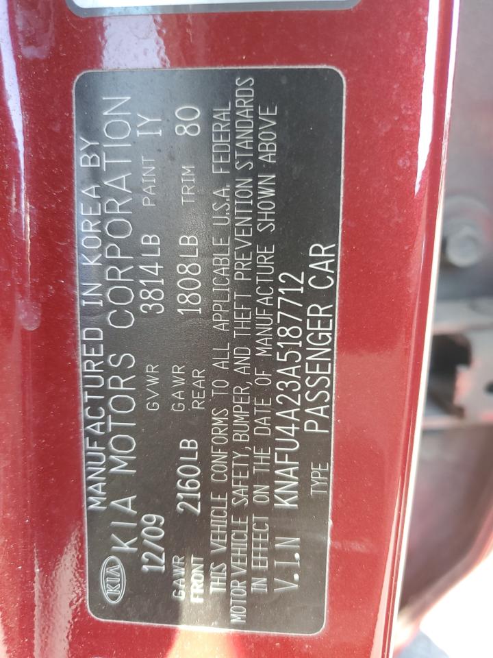 2010 Kia Forte Ex VIN: KNAFU4A23A5187712 Lot: 75879174