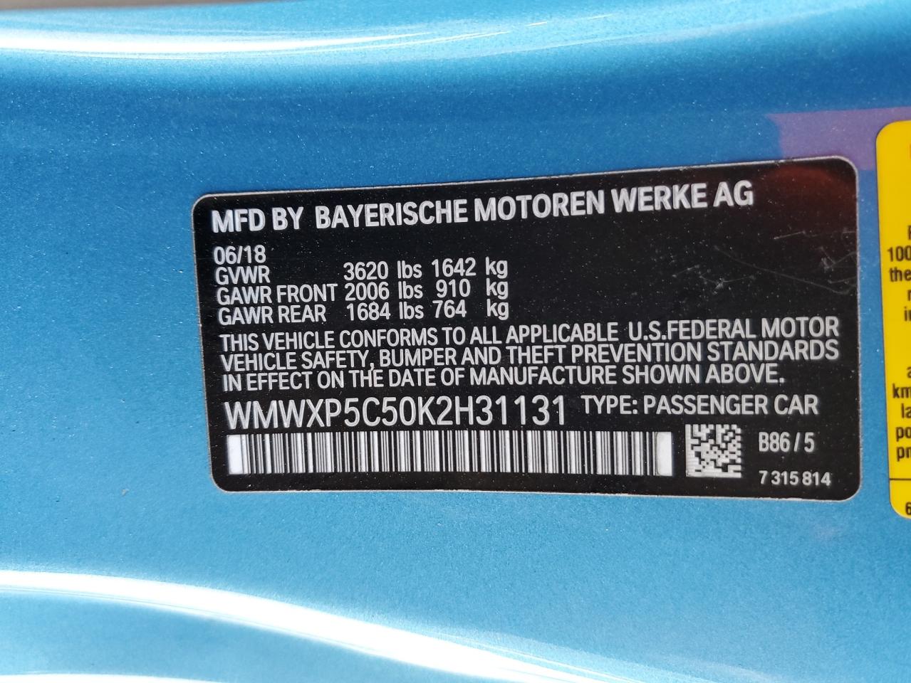 WMWXP5C50K2H31131 2019 Mini Cooper