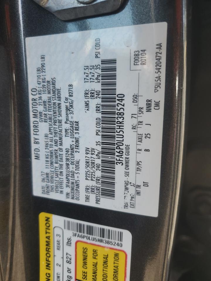 3FA6P0LU5HR385240 2017 Ford Fusion Se Hybrid