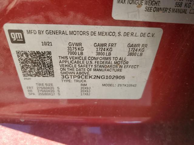 3GTP9CEK2NG102905 GMC Sierra LIM 12