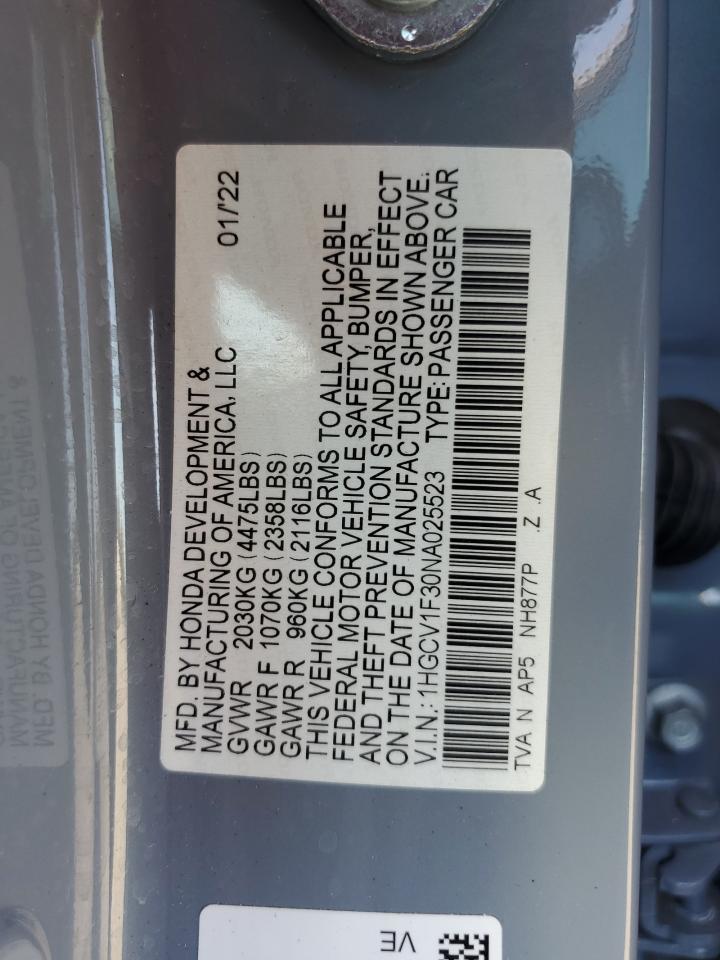 1HGCV1F30NA025523 2022 Honda Accord Sport