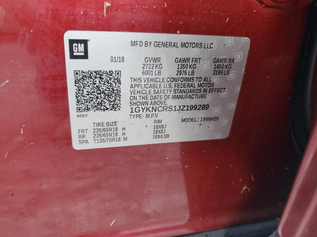 2018 Cadillac Xt5 Luxury VIN: 1GYKNCRS1JZ199289 Lot: 74366274