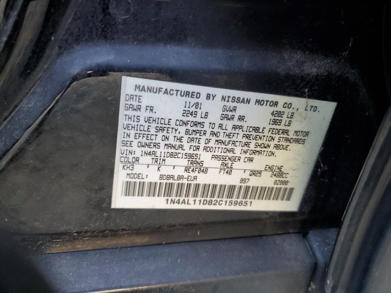 1N4AL11D82C159651 2002 Nissan Altima Base