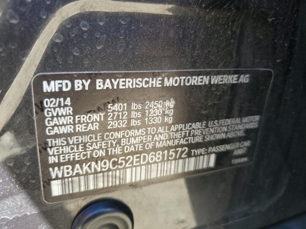 WBAKN9C52ED681572 2014 BMW 550 I