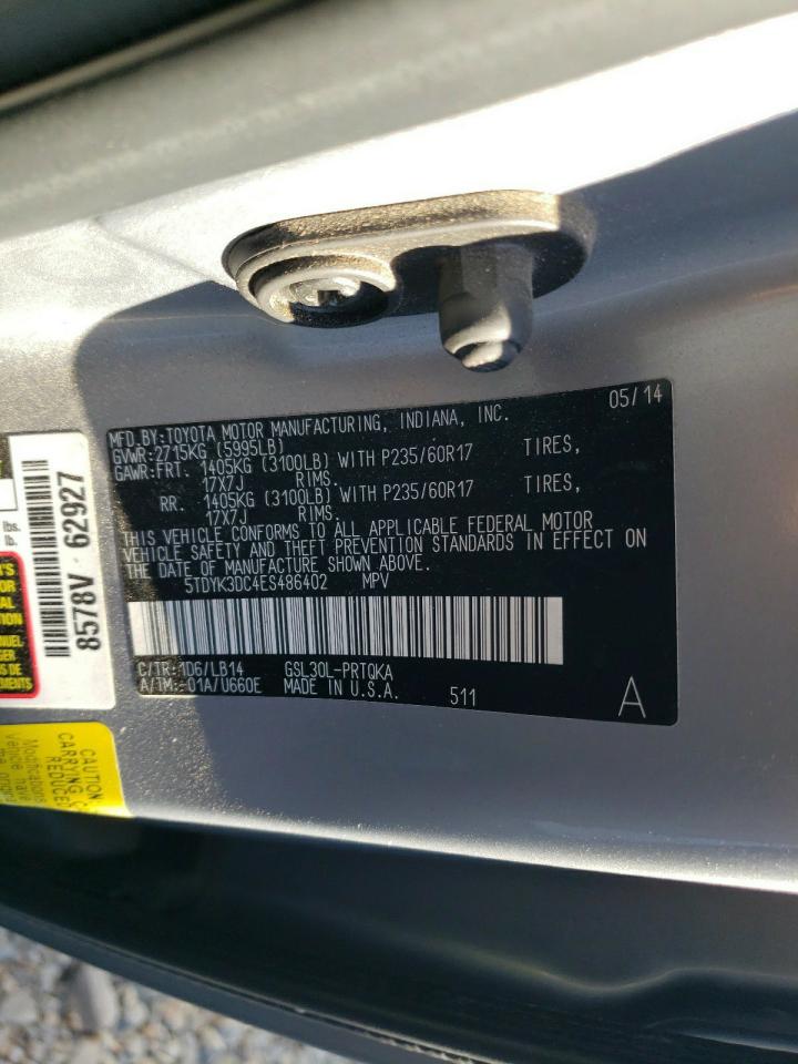 5TDYK3DC4ES486402 2014 Toyota Sienna Xle