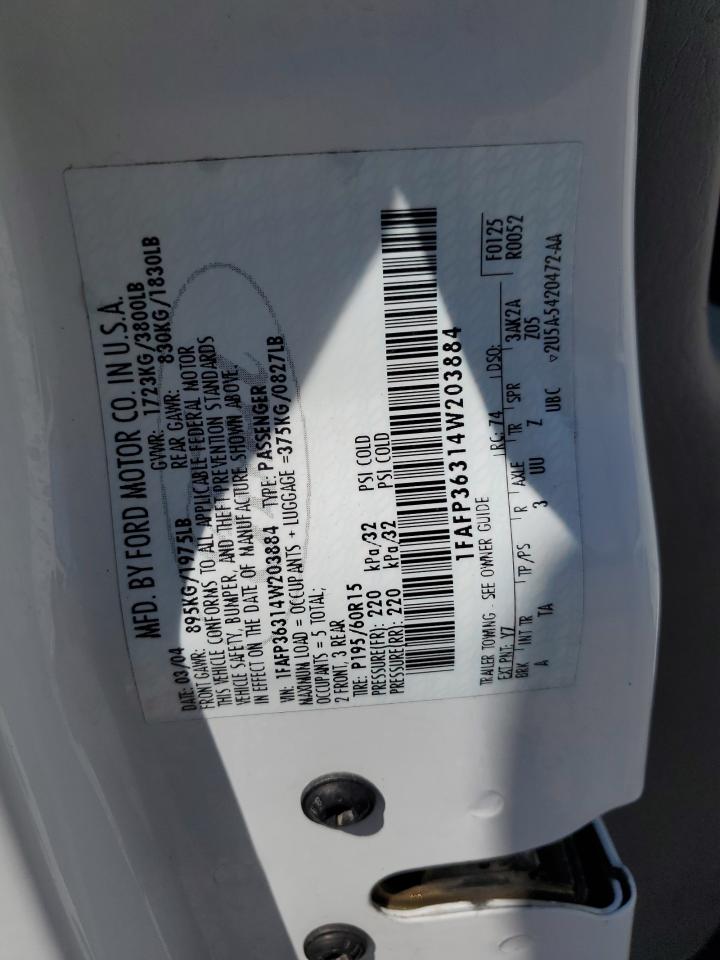 1FAFP36314W203884 2004 Ford Focus Se