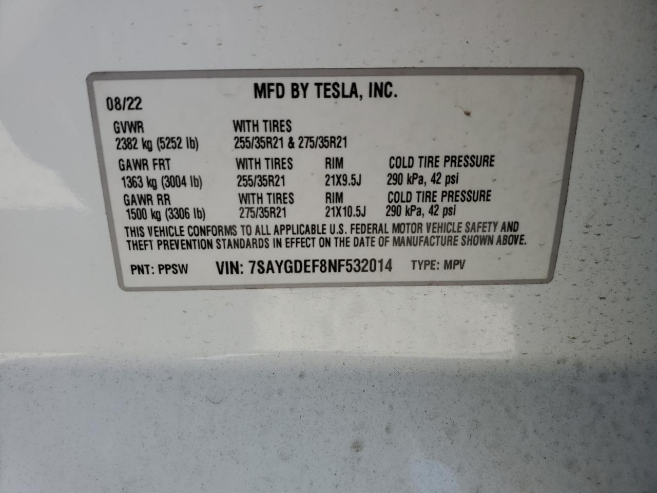 7SAYGDEF8NF532014 2022 TESLA MODEL Y - Image 12